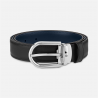 Ceinture réversible à boucle fer à cheval de 30 mm en cuir noir/bleu Montblanc