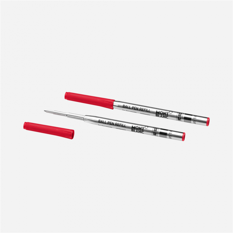 montblanc - 2 recharges pour stylo bille (m) rouge modène